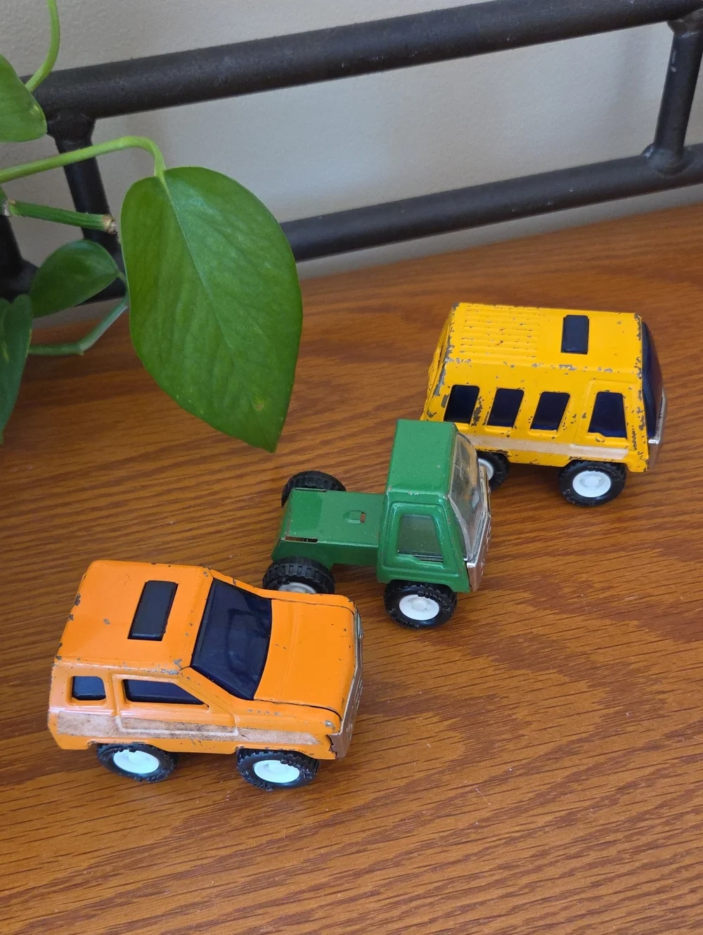 Vtg (3) Buddy L Mini Metal Vehicle Set - Yellow, Orange & Green